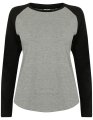 Dames Baseball T-shirt SF SK271 Heather Grey-Black